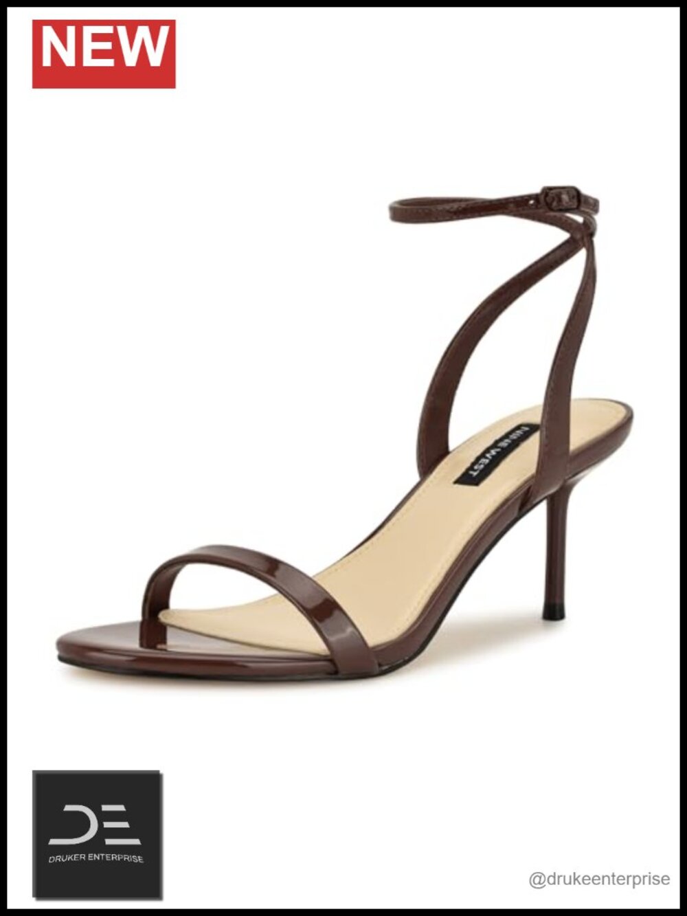 Nine West Waltz Heeled Sandal Kitten Block Heel Faux Leather